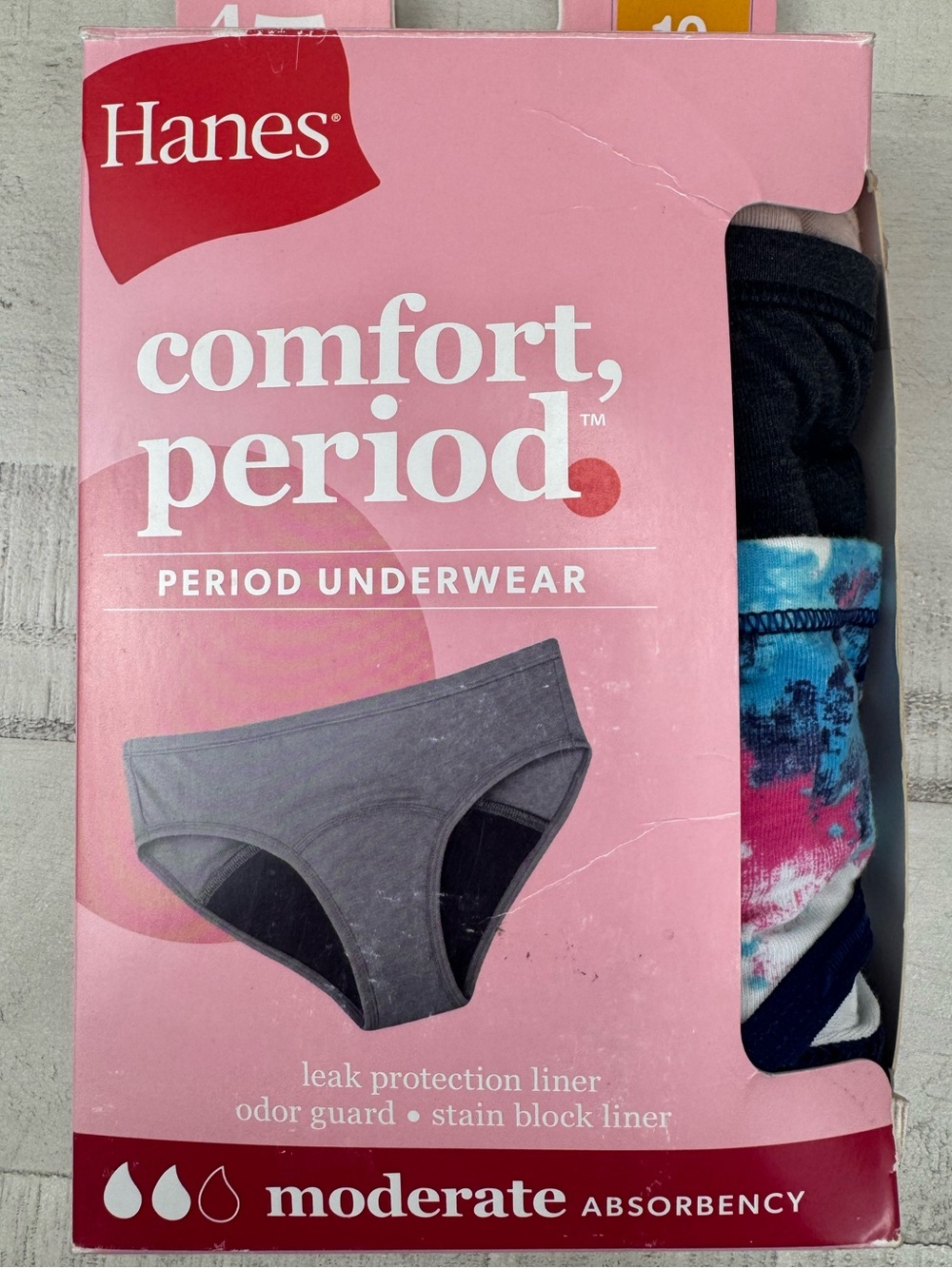 Hanes Set of 5 comfort period underwear girls size 10